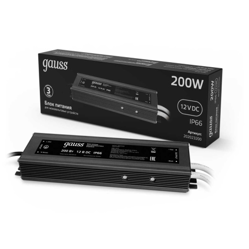Блок питания Gauss 12V 200W IP66 20A 202023200 Блок питания Gauss 12V 200W IP66 20A 202023200