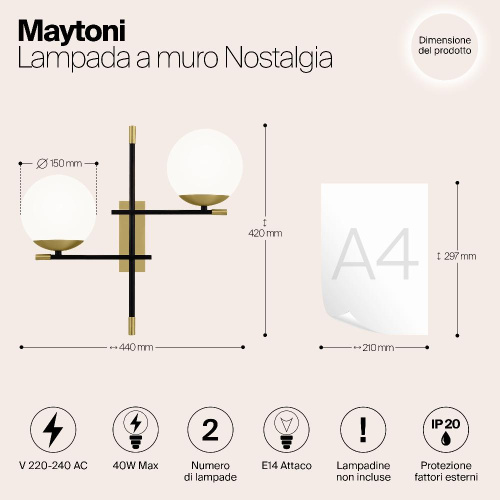 Бра Maytoni Nostalgia MOD050WL-02G Бра Maytoni Nostalgia MOD050WL-02G