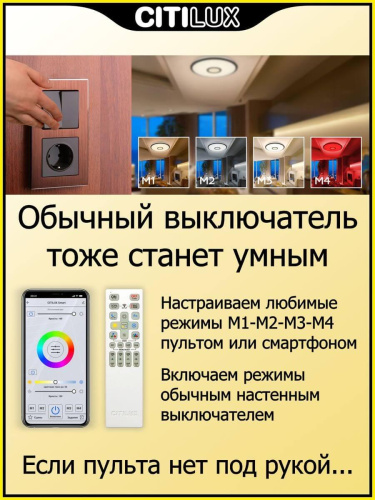 Потолочный светодиодный светильник Citilux Старлайт Смарт CL703A43G Потолочный светодиодный светильник Citilux Старлайт Смарт CL703A43G